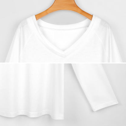 Women's Oversized V-Neck Long Sleeve Top | Custom Travel Essential (S-5XL)