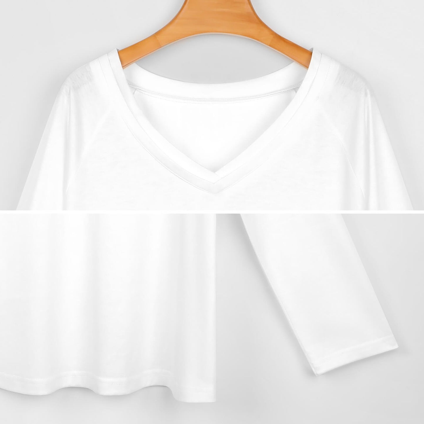 Custom Women's Double V-Neck Oversized T-Shirt | Long Sleeve Layered Look