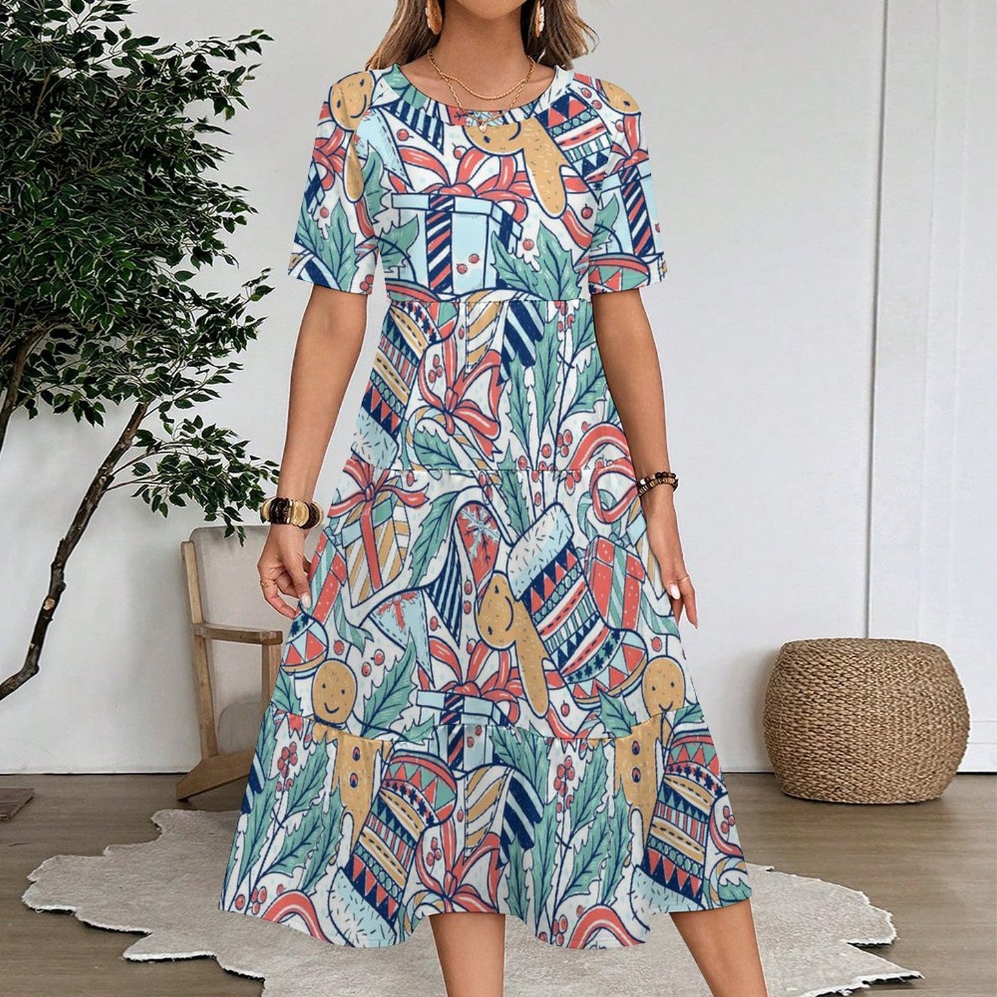 Custom Long Knit Dress | Personalized Mid-Sleeve Bodycon Dress