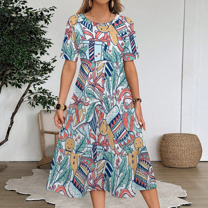 Custom Long Knit Dress | Personalized Mid-Sleeve Bodycon Dress