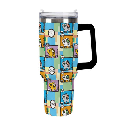 Personalized 40oz Stainless Steel Tumbler with Handle and Straw