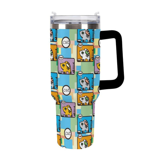 Personalized 40oz Stainless Steel Tumbler with Handle and Straw