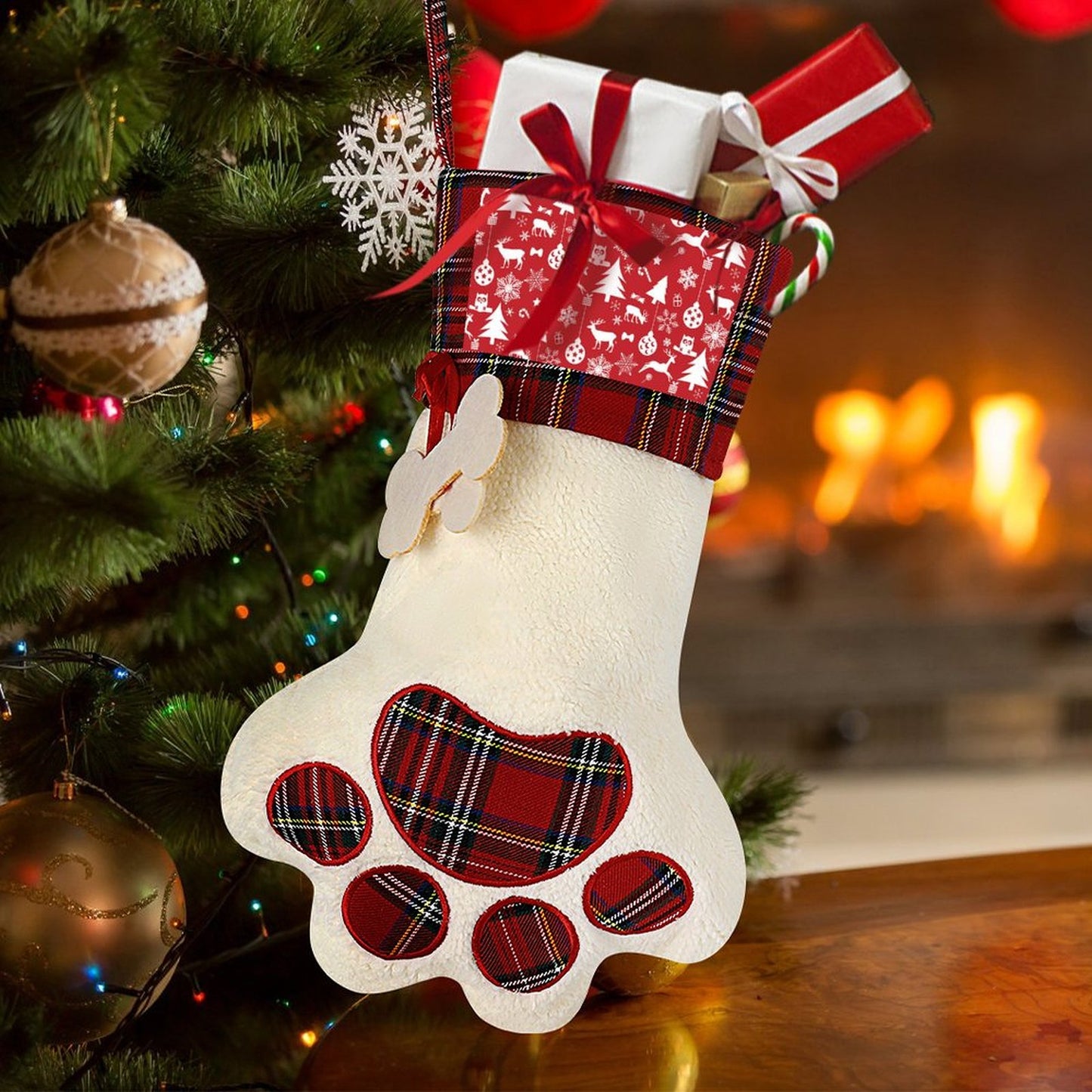 Personalized Pet Stocking with Plush Cuff | Custom Dog Photo