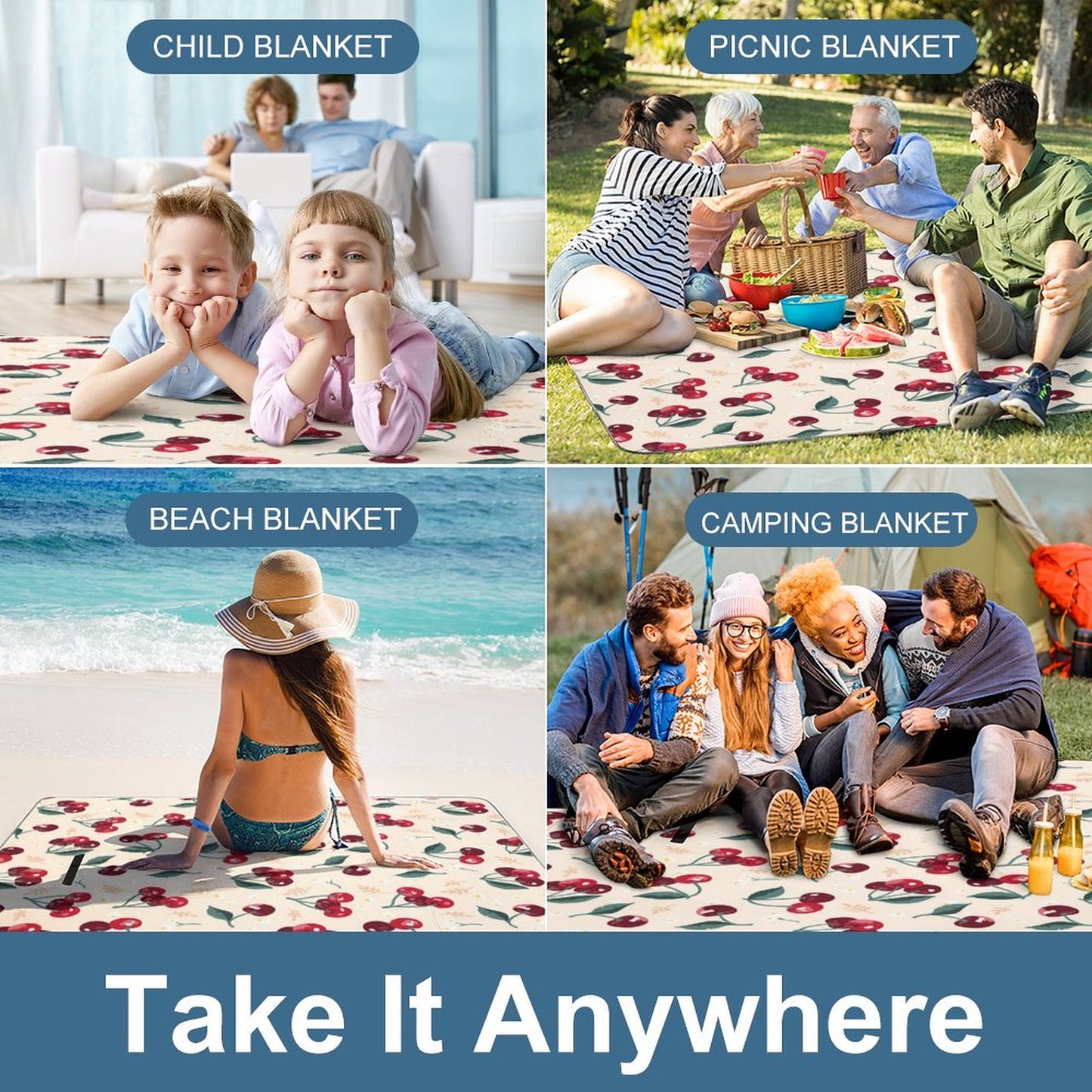 Custom Waterproof Picnic Mat | Personalized Foldable Beach Blanket