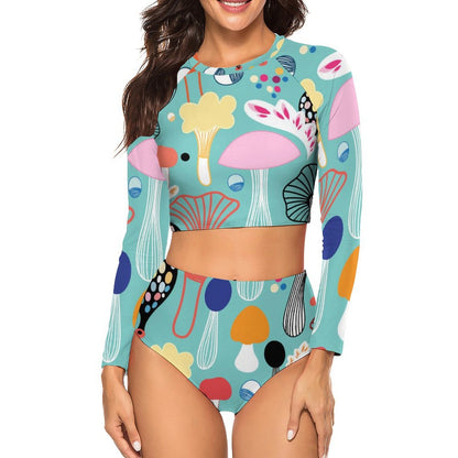 Custom Long Sleeve Bikini | Personalized UV Protection Two-Piece Swimsuit