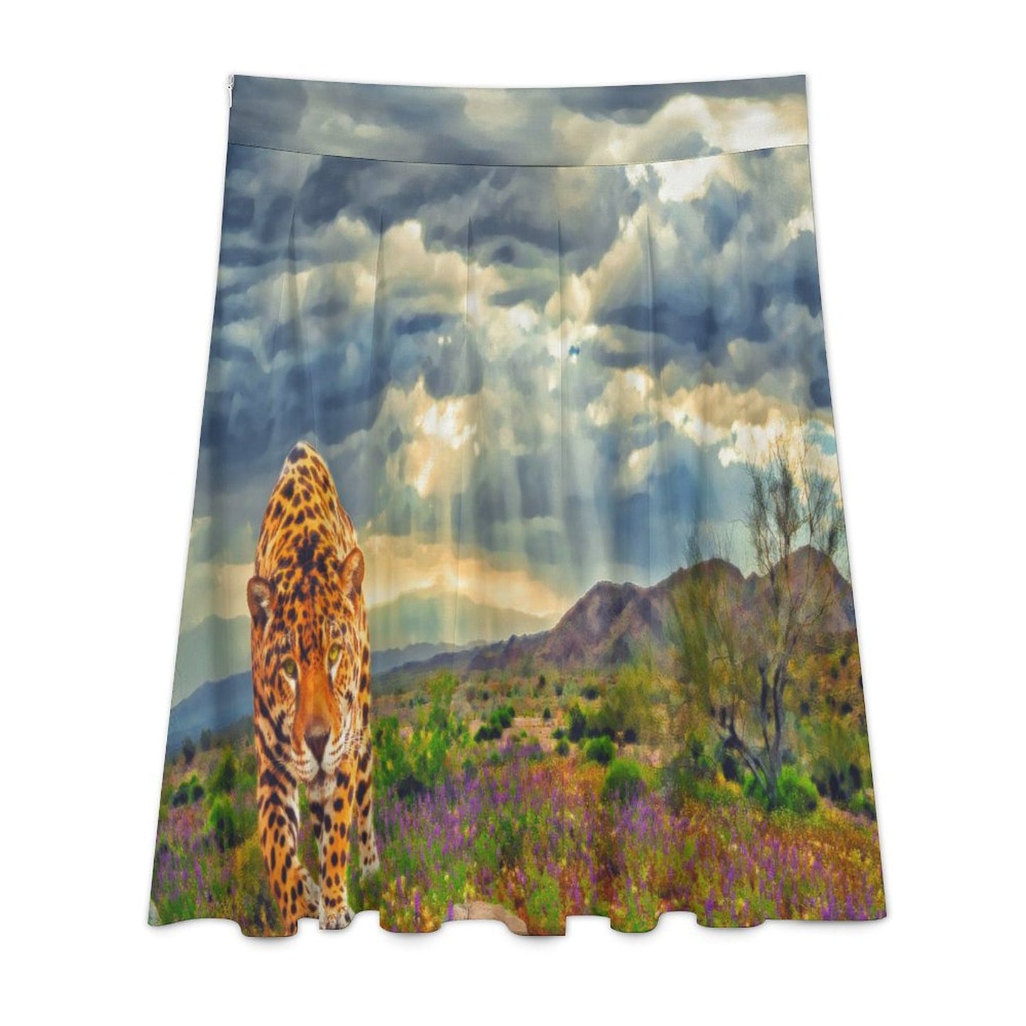Custom Photo Midi Skirt | Personalized High-Waisted Skirt with Darts