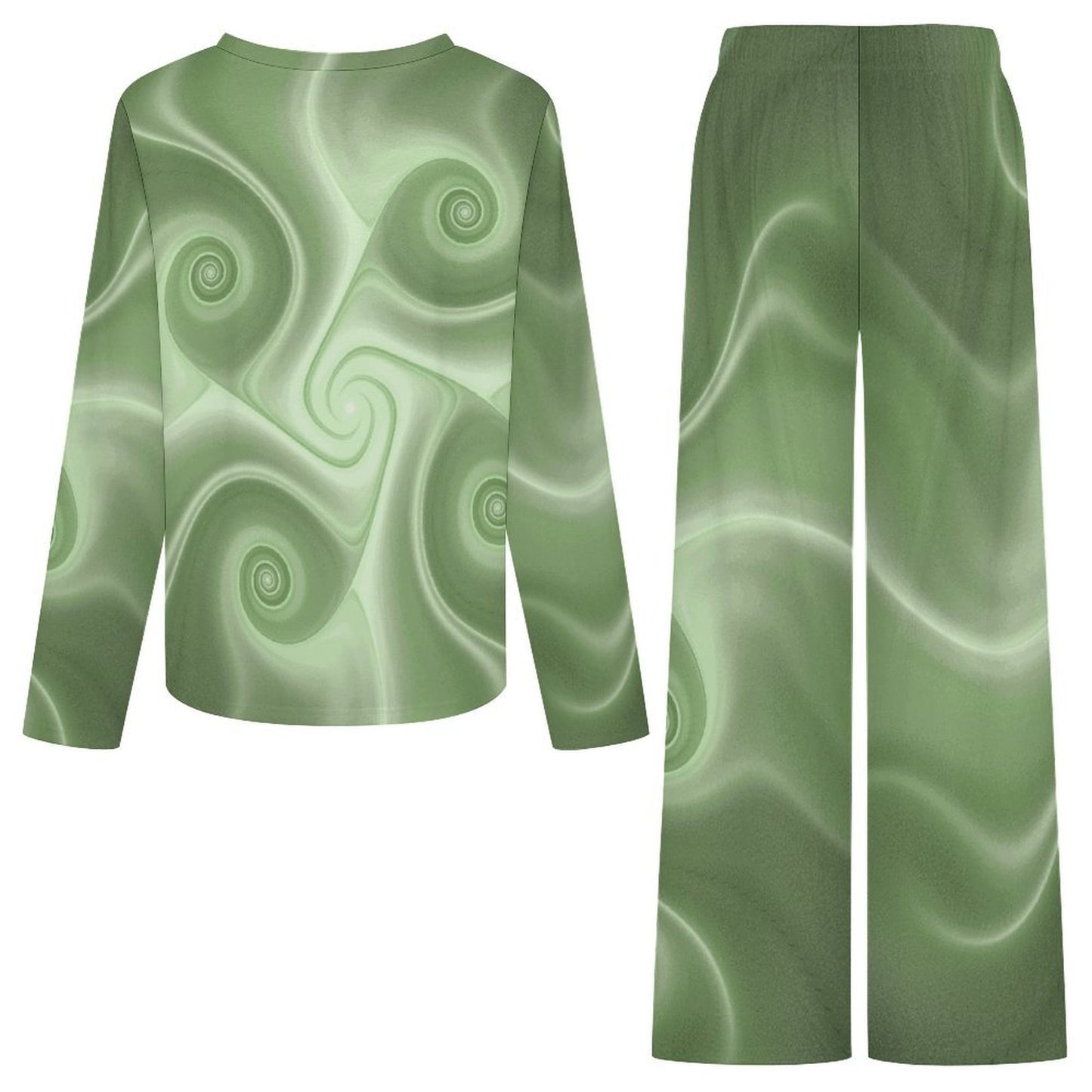 V-neck Pajama Set Green, Background, Abstract