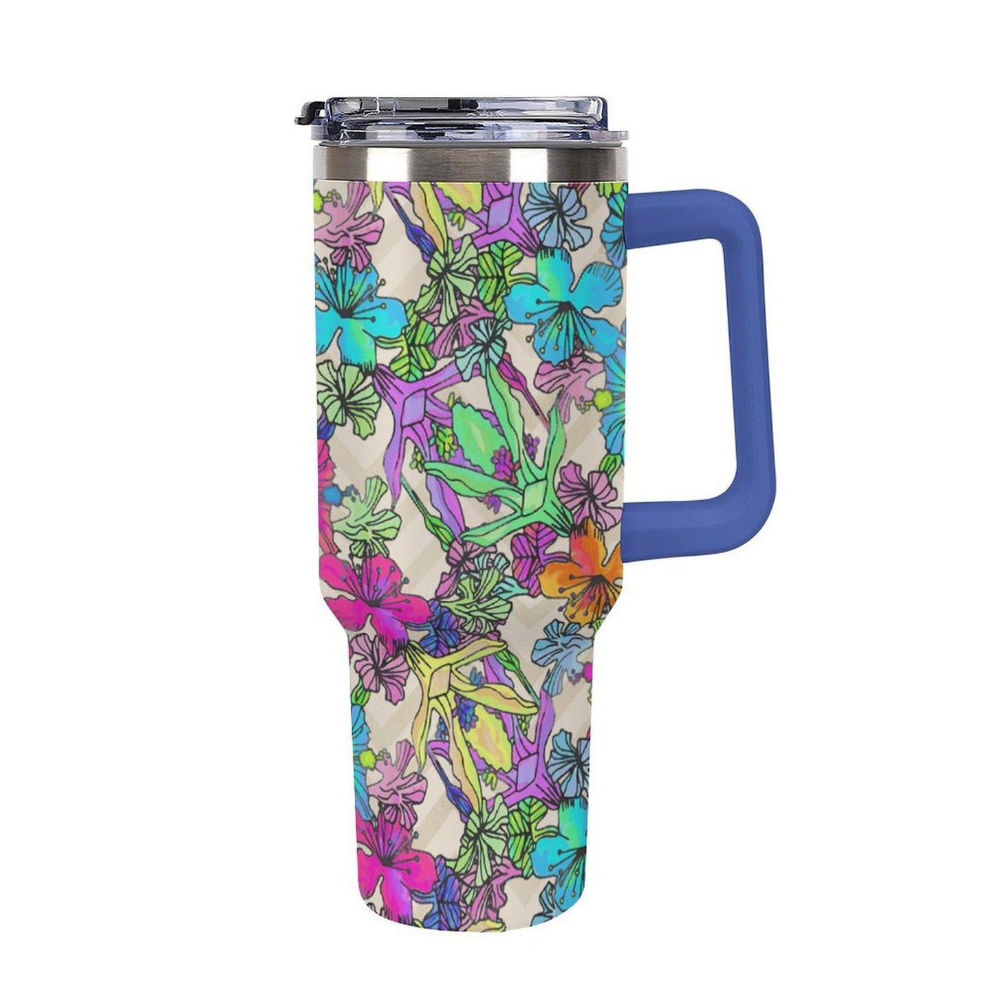 Custom 40oz Stainless Steel Travel Tumbler with Straw