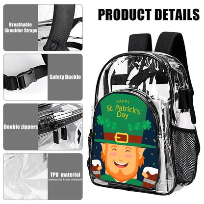 Personalized Clear Backpack with Side Mesh Pocket and Custom UV Print
