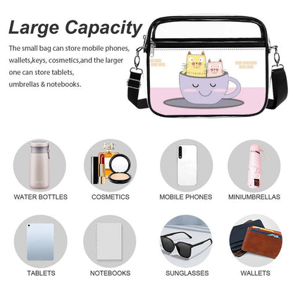 Custom Clear PVC Crossbody Bag — UV-Printed Personalized Transparent Shoulder Bag