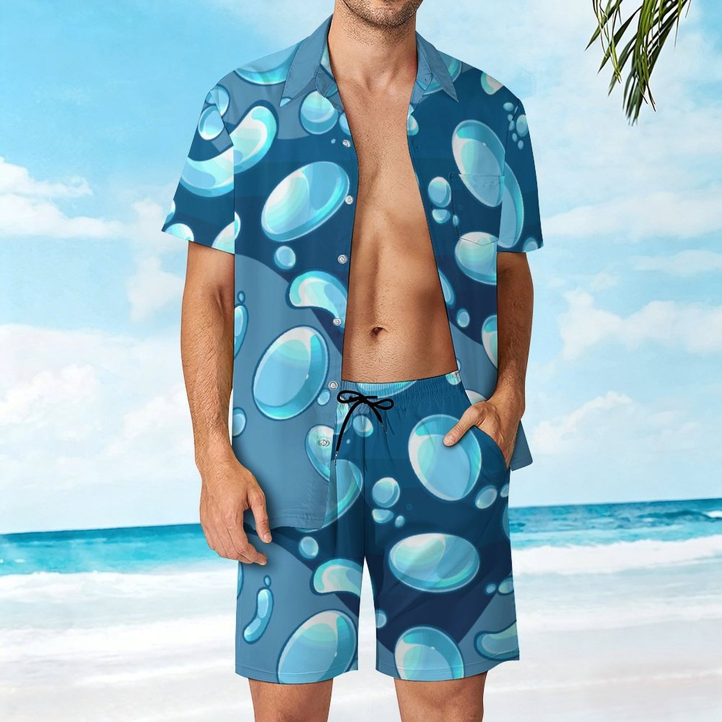 Custom Satin Pajama Set for Men - Personalized Short Sleeve Loungewear