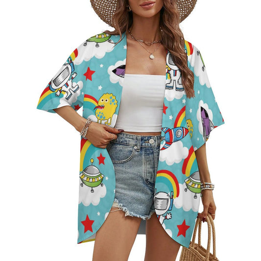 Custom Women's Open Front Cardigan | Personalized Four-Way Stretch Kimono