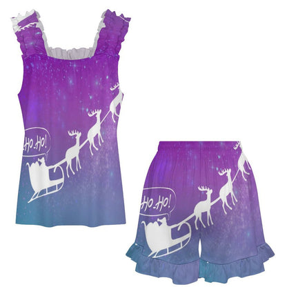 Custom Ruffle Strap Cami and Shorts Pajama Set for Women — S to 5XL