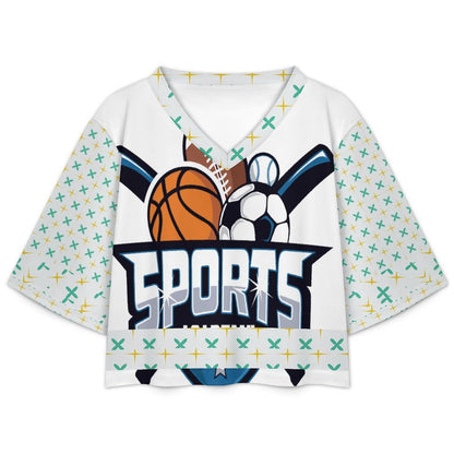 Custom Cropped V-Neck Football Jersey for Women