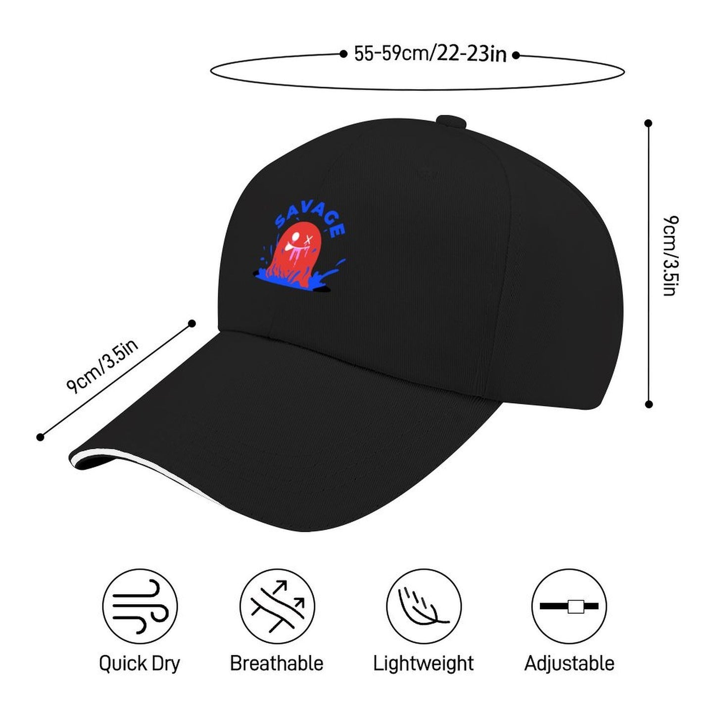 Custom Sandwich Brim Baseball Cap with Heat Transfer Print