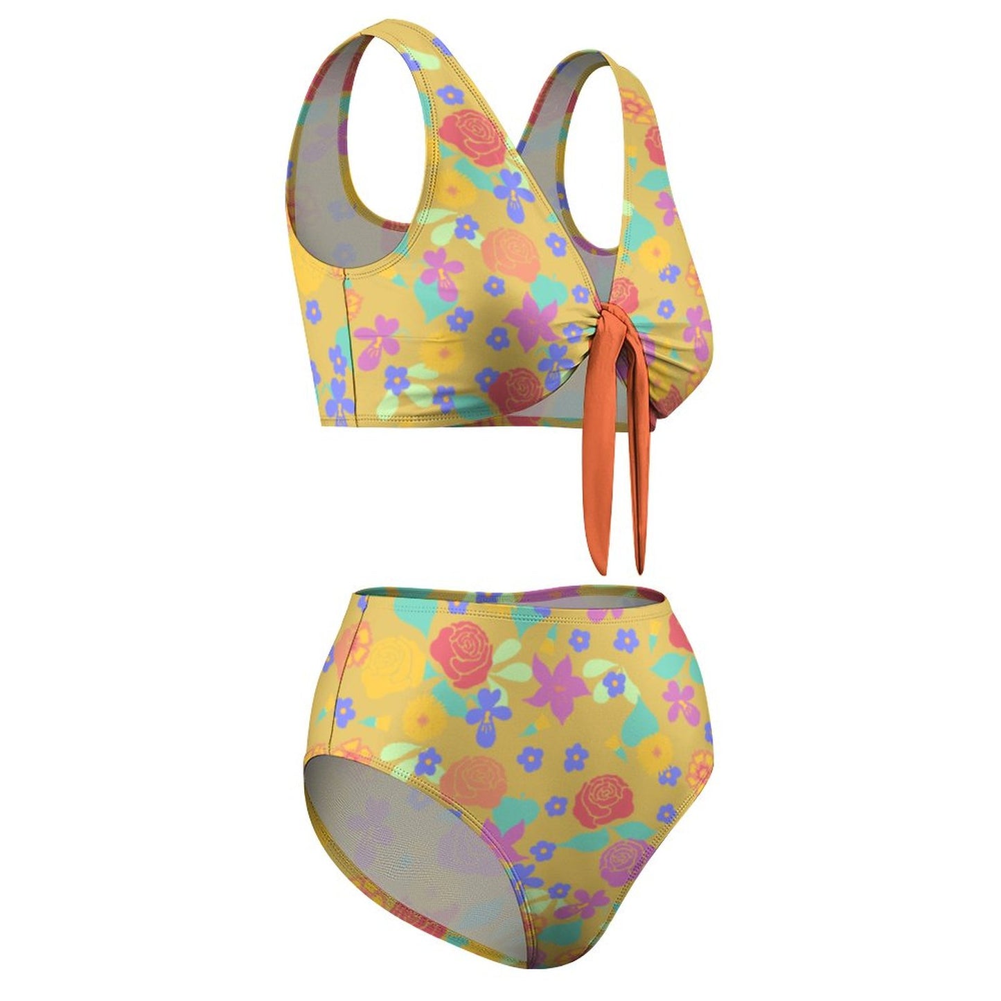 Custom Tie-Front High-Waisted Bikini: Retro Tummy Control Set