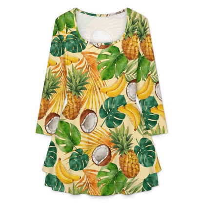 Women's Square Neck Ruffle Hem Mini Dress with Custom Prints