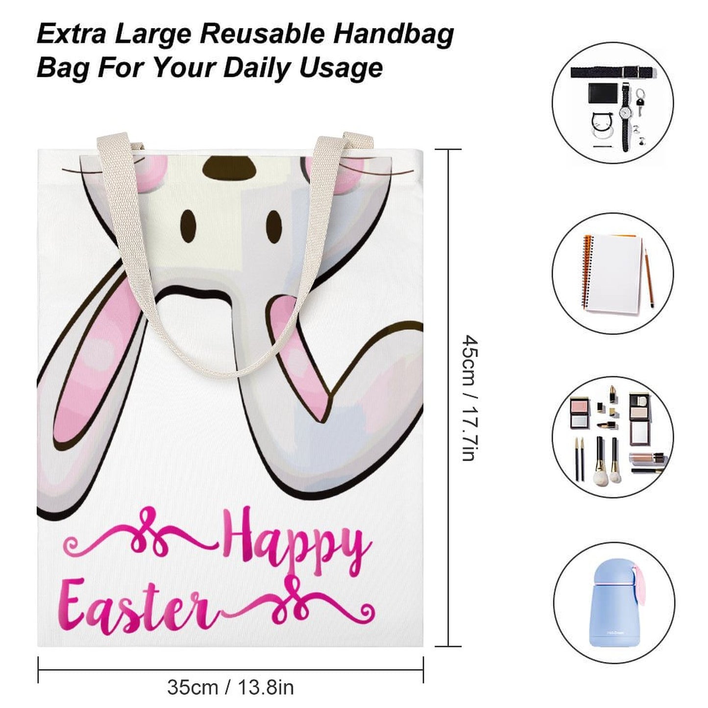 Custom Canvas Tote Bag 35x45cm | Personalized Cotton Shoulder Bag