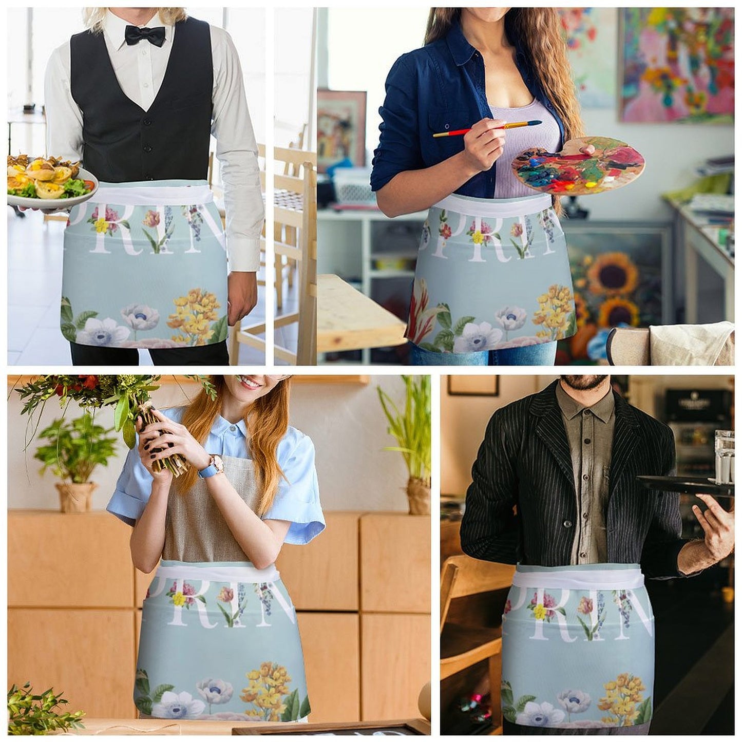 Custom Waist Apron with Pockets | Personalized Server & Barista Apron