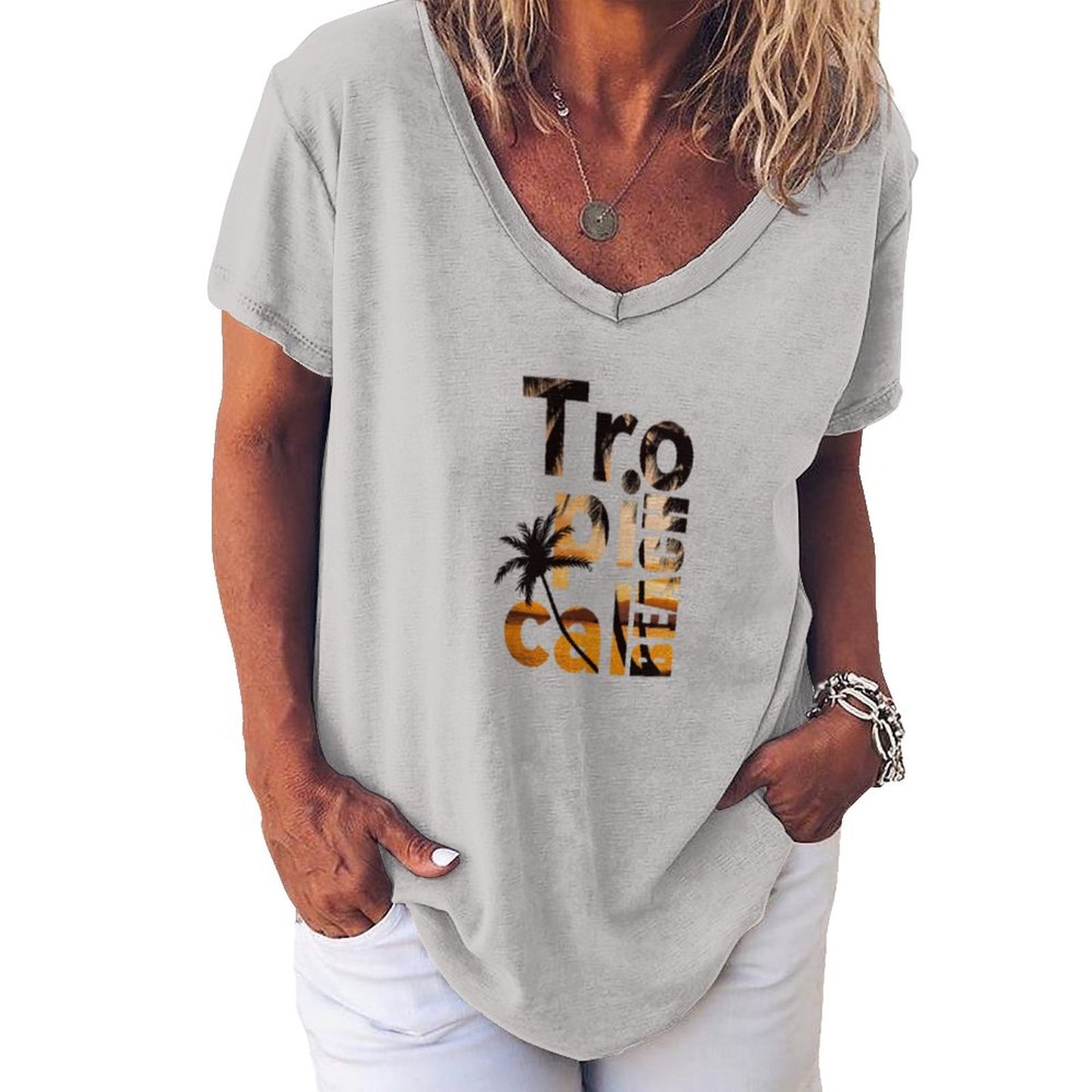 Custom Women's Relaxed Fit V-Neck T-Shirt