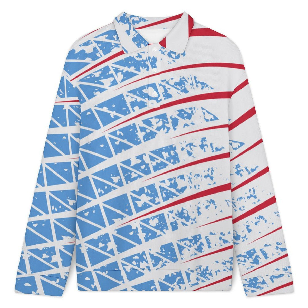 Men's Polo Collar Sweater with Custom Heat Transfer and Ribbed Knit