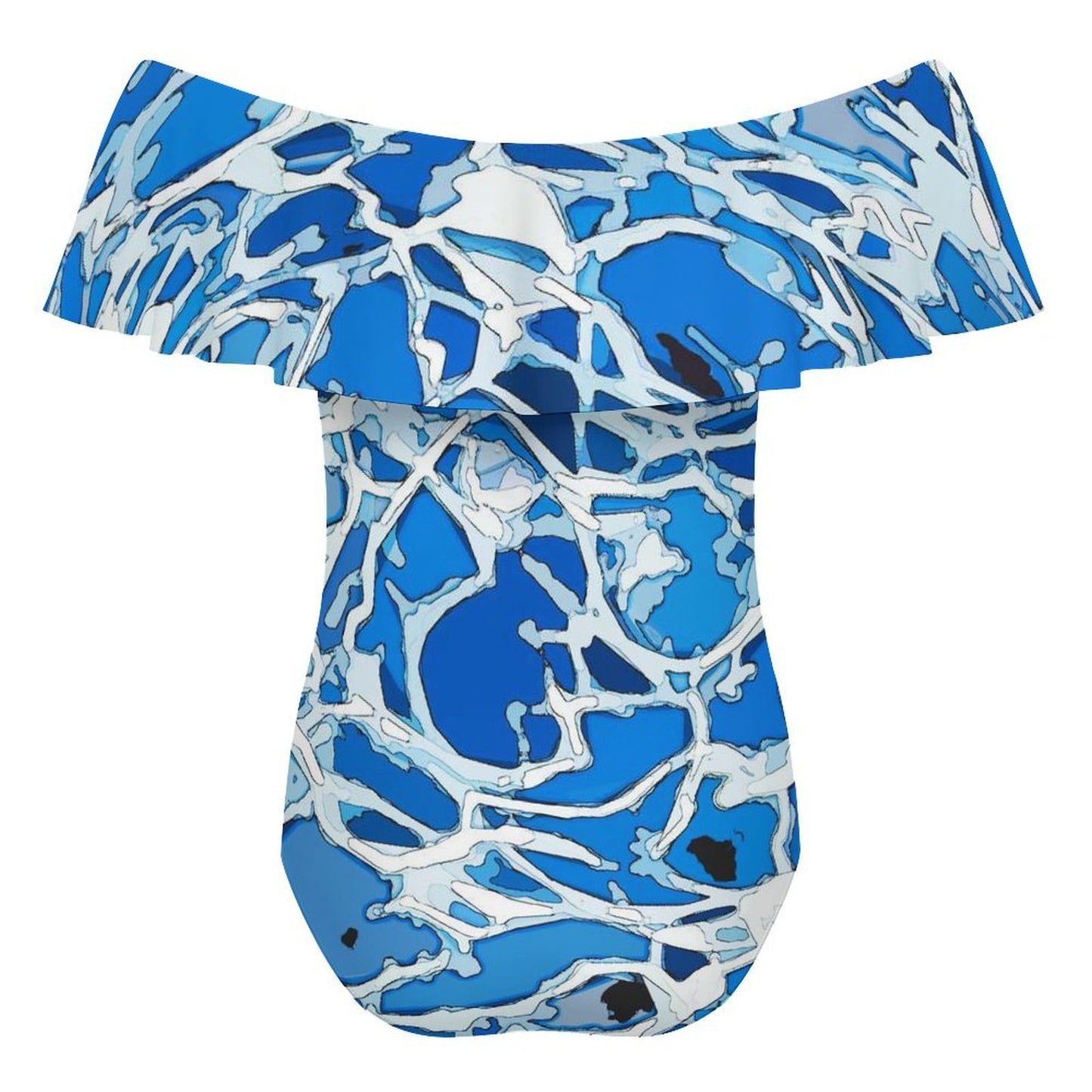 Custom Off-the-Shoulder One-Piece Swimsuit with Ruffle Trim