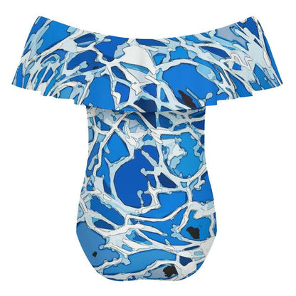 Custom Off-the-Shoulder One-Piece Swimsuit with Ruffle Trim