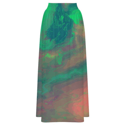 Women’s High Waist Elastic Milk Silk Skirt with Gathered Waist and Custom Heat Transfer Print