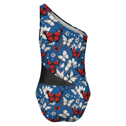 Custom Printed Mesh Panel Monokini Swimsuit