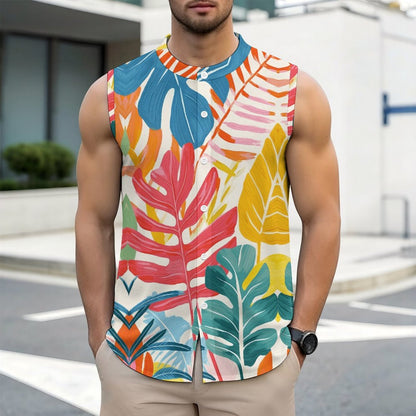 Custom Men's Sleeveless Button-Down Resort Shirt