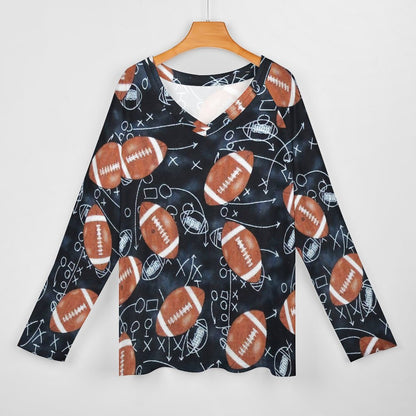 Women's Oversized V-Neck Long Sleeve Top | Custom Travel Essential (S-5XL)