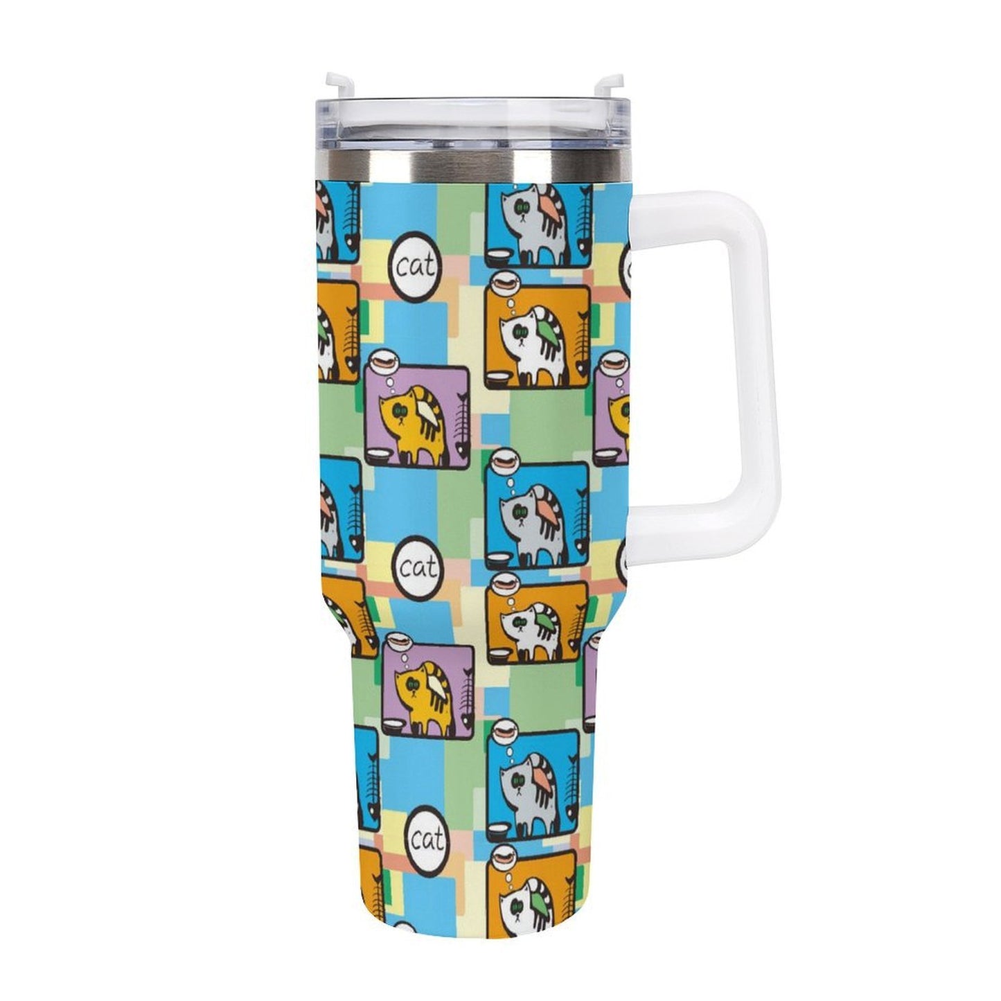 Personalized 40oz Stainless Steel Tumbler with Handle and Straw