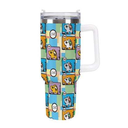 Personalized 40oz Stainless Steel Tumbler with Handle and Straw