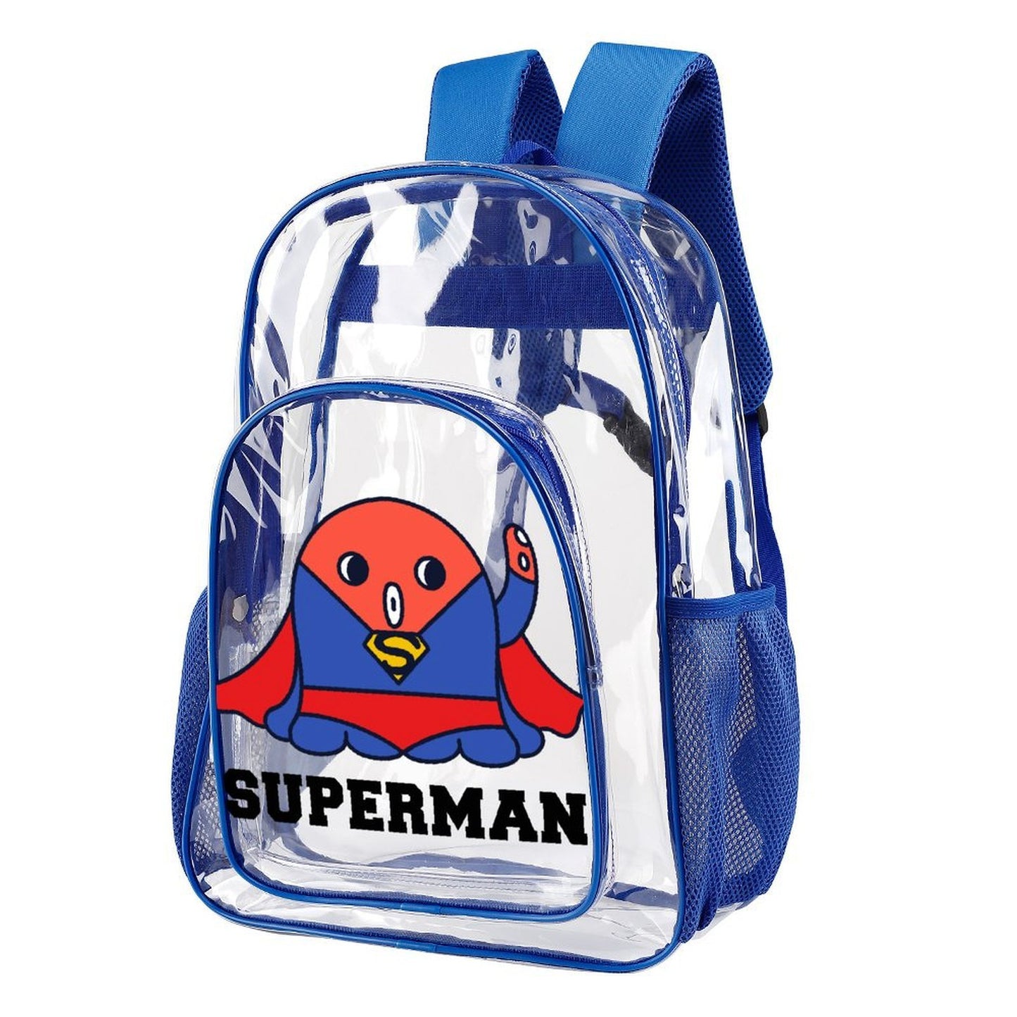 Custom Clear PVC Backpack with Mesh Pocket — UV-Printed Personalized Transparent Bag
