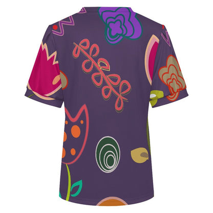 Women’s V-Neck Puff Sleeve T-Shirt in Small Rib Knit Fabric with Custom Heat Transfer Print