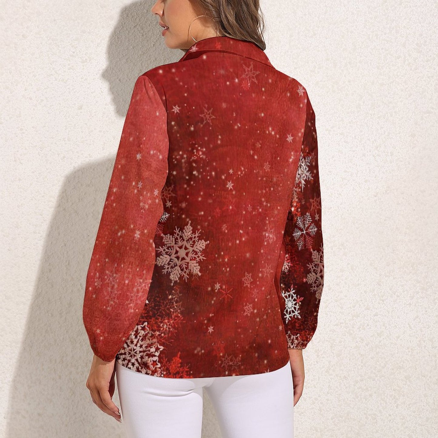 Custom Women's Retro V-Neck Long Sleeve Blouse