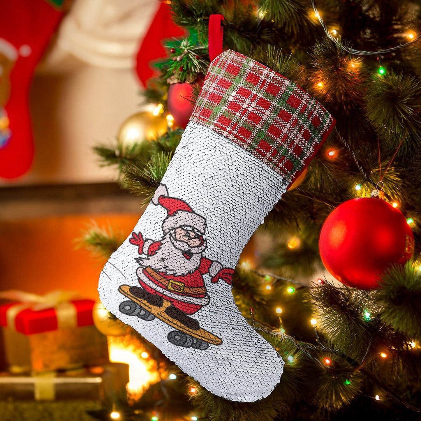 Design a Custom Sequin Christmas Stocking | Reveal Your Photo