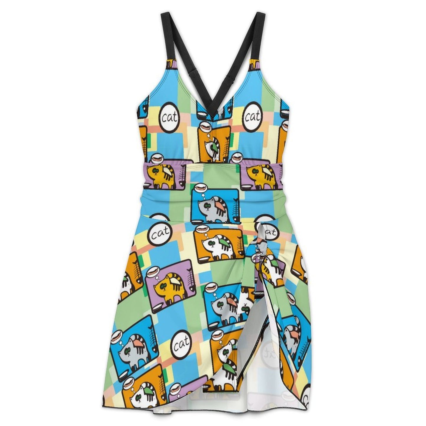 Women's Skirted One Piece Swimsuit with Tie Hem, Tummy Control and Custom Print