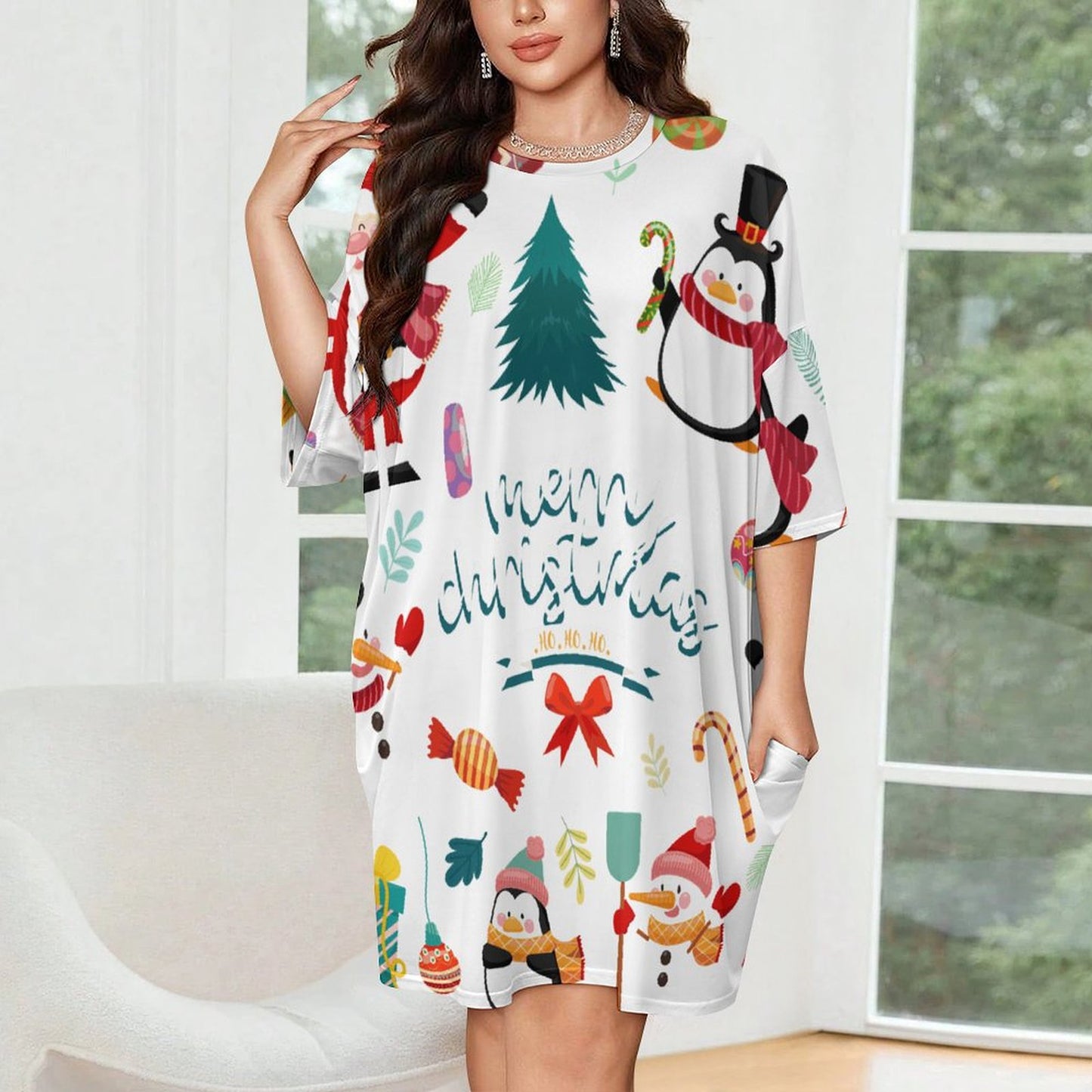 Custom Plus Size Nightgown | Personalized Ice Silk Sleep Dress for Women