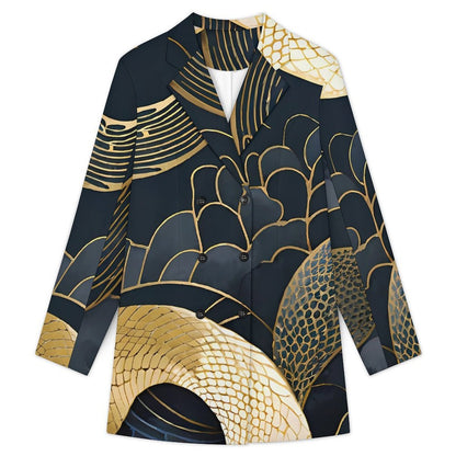 Custom Print Double-Breasted Blazer Dress for Women