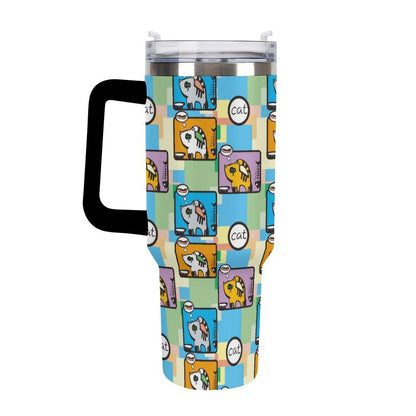 Personalized 40oz Stainless Steel Tumbler with Handle and Straw