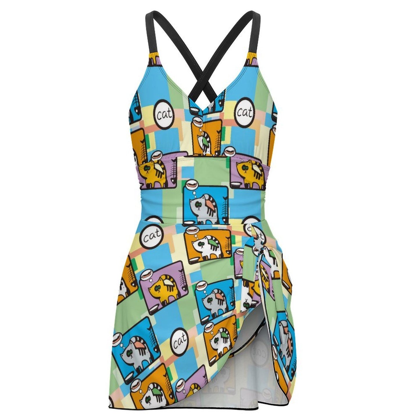 Women's Skirted One Piece Swimsuit with Tie Hem, Tummy Control and Custom Print