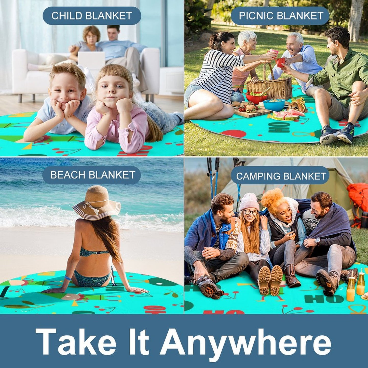 Custom Round Picnic Blanket | Personalized, Padded & Waterproof