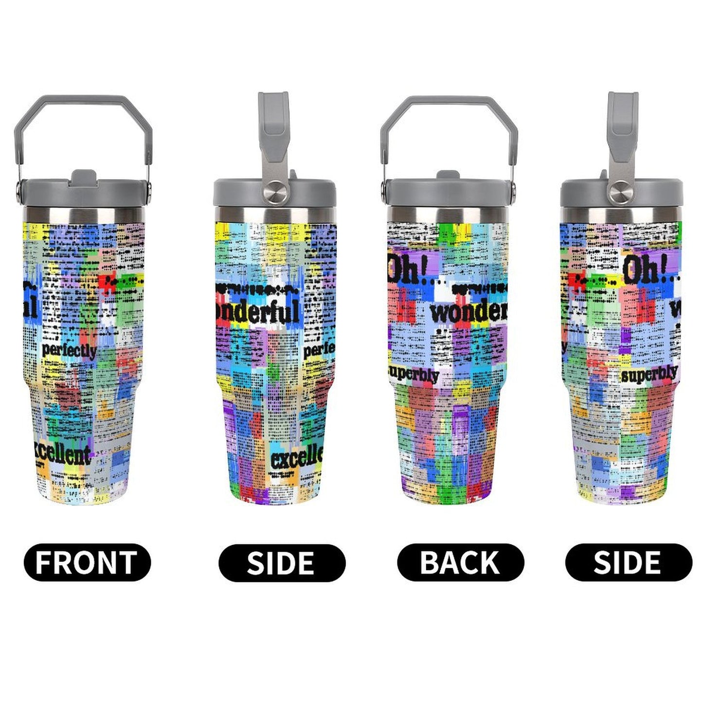 Custom 30oz Tumbler with Handle | Personalized Photo Travel Mug