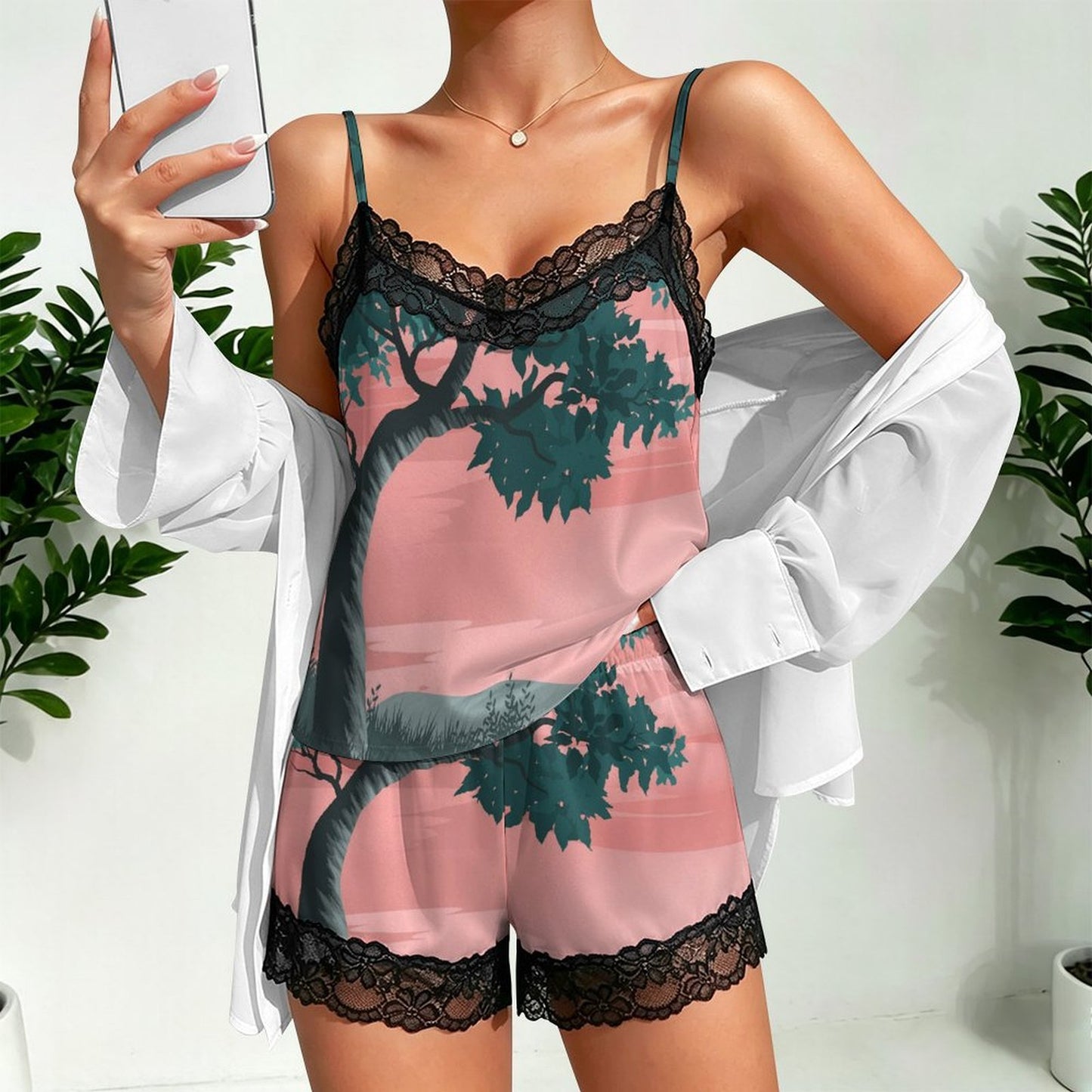 Pajama Set Natural Scenery, Realistic Painting, Sunset Scenery