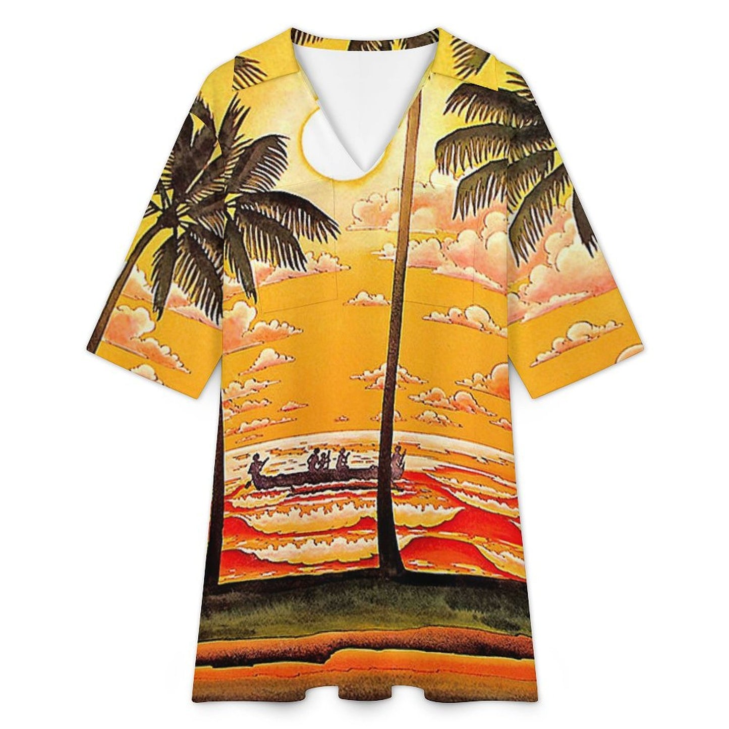 Custom V-Neck Polo Dress | Personalized Sateen Shirtdress for Women