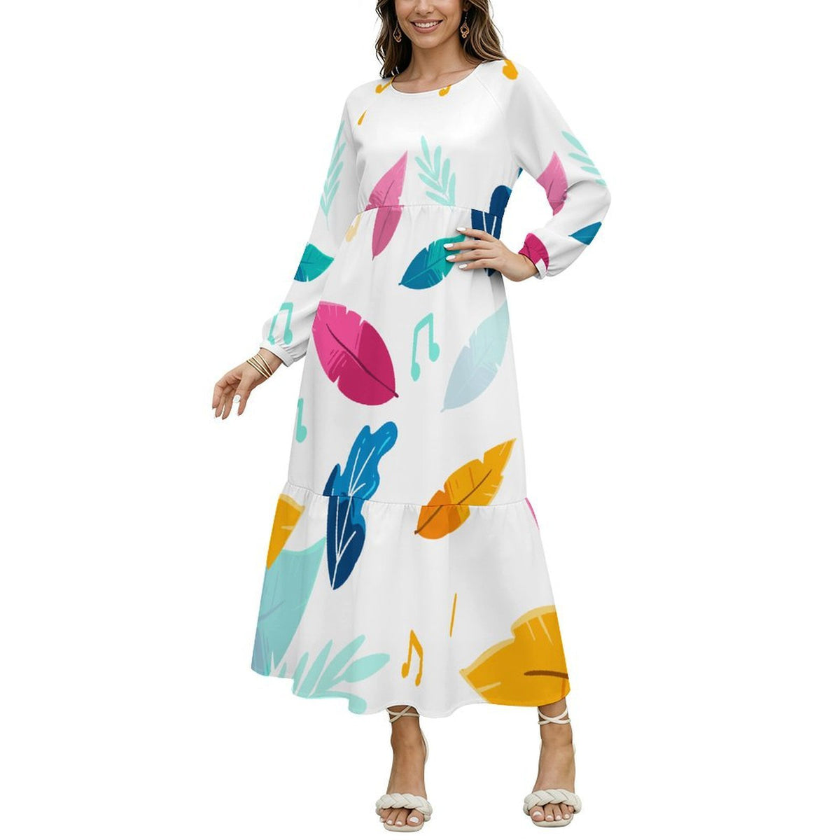 Custom Printed Babydoll Maxi Dress with Raglan Sleeves
