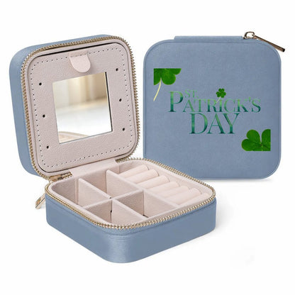 Personalized Square Velvet Jewelry Box with Mirror and Zipper Closure