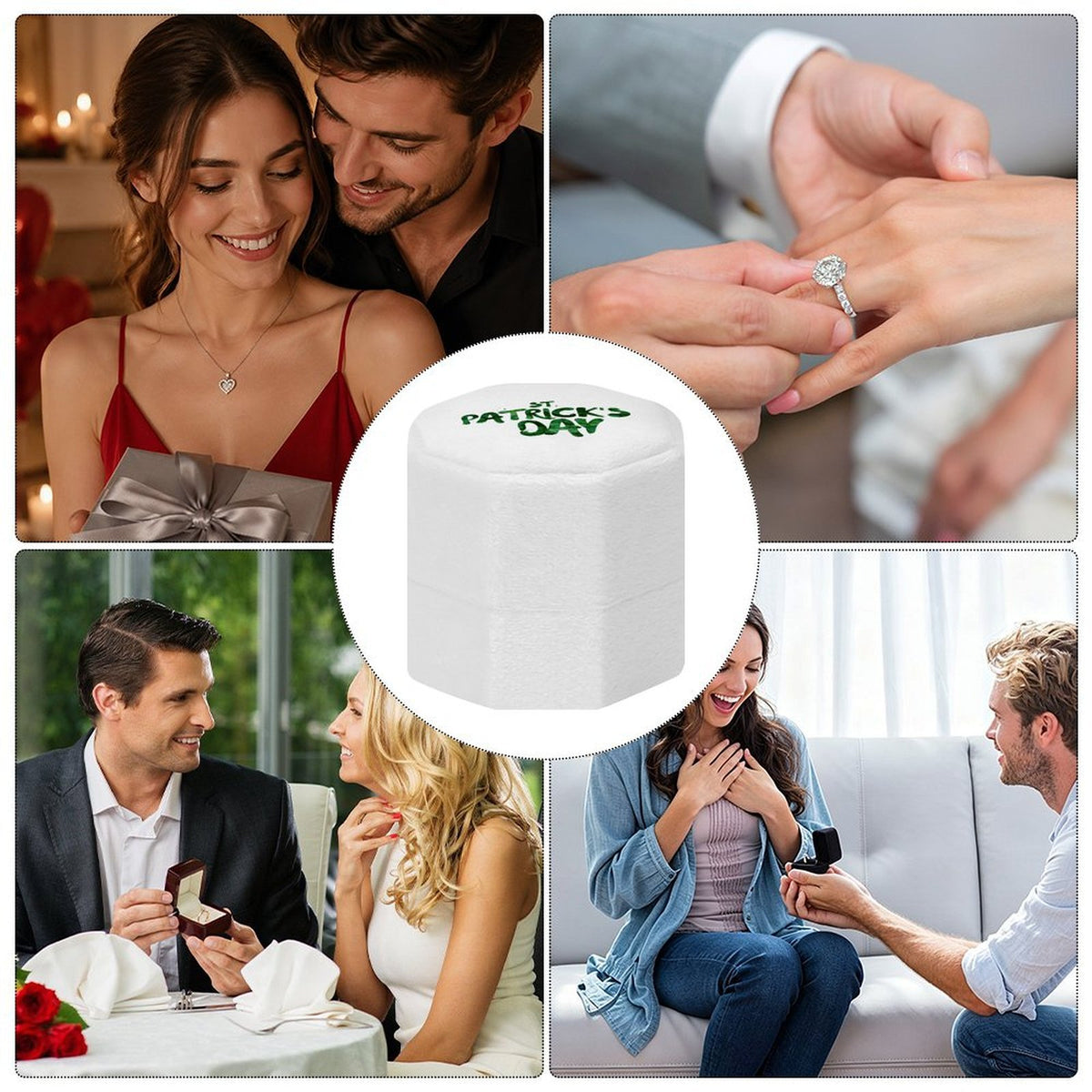 Personalized Octagonal Velvet Ring Box with Custom Foil Stamping
