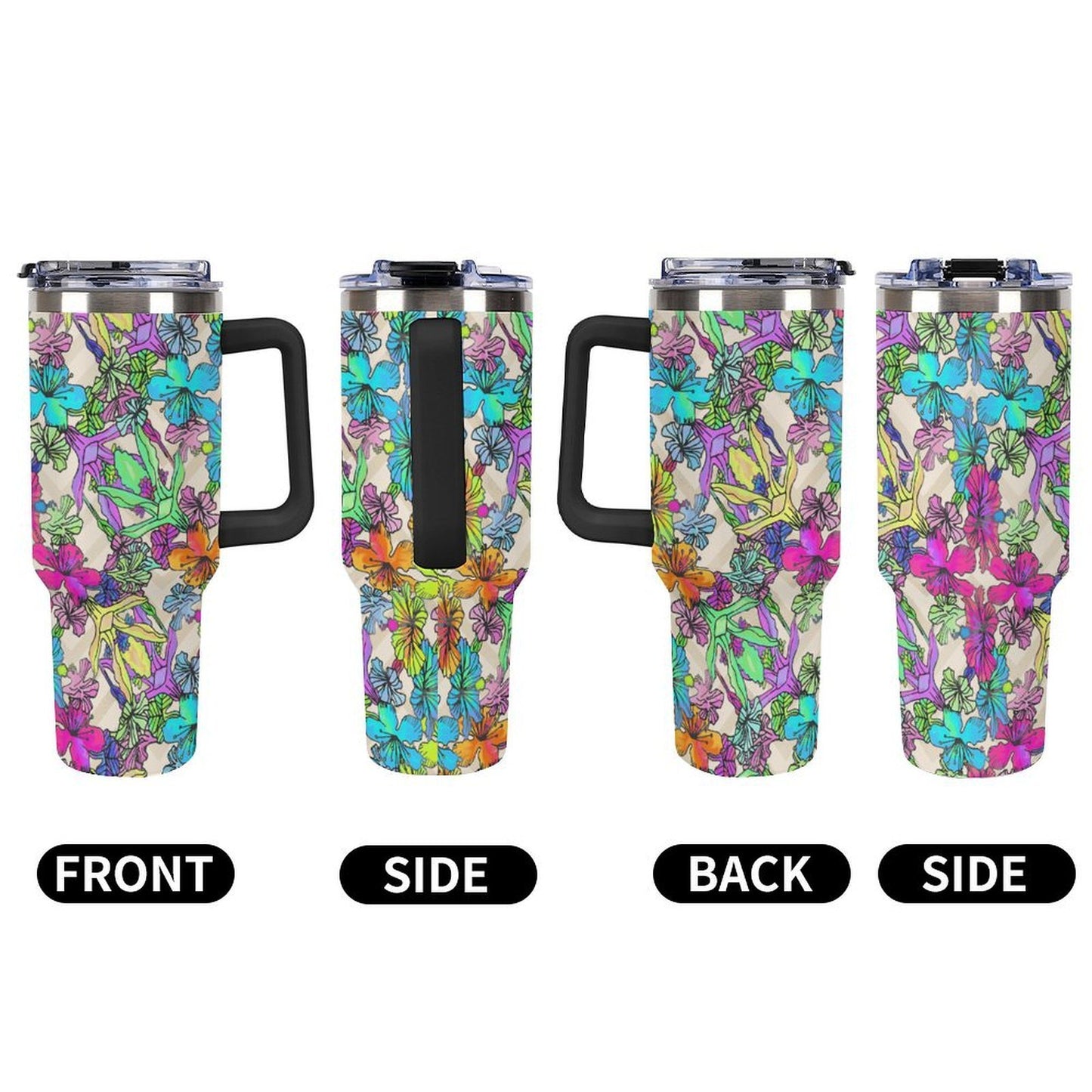 Custom 40oz Stainless Steel Travel Tumbler with Straw